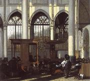 WITTE, Emanuel de The Interior of the Oude Kerk,Amsterdam,During a Sermon oil painting picture wholesale